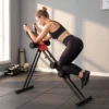Buiktrainer, Opvouwbare Buikspiertrainer Met LCD scherm, Dubbele Rails Belastbaar Tot 120 Kg, Staal, Rood