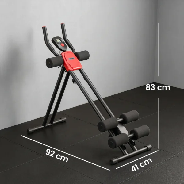 Buiktrainer, Opvouwbare Buikspiertrainer Met LCD scherm, Dubbele Rails Belastbaar Tot 120 Kg, Staal, Rood