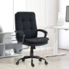 Chefsessel Mit Doppellagiger Polsterung, Bürostuhl Aus Stoff, Höhenverstellbar, Mit Armlehnen, Schwarz