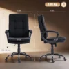 Chefsessel Mit Doppellagiger Polsterung, Bürostuhl Aus Stoff, Höhenverstellbar, Mit Armlehnen, Schwarz