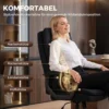 Chefsessel Mit Doppellagiger Polsterung, Bürostuhl Aus Stoff, Höhenverstellbar, Mit Armlehnen, Schwarz