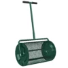 Compoststrooier 75L 61x40cm Meststrooier Gazon Tuin Met T handvat Gaasmand Metaal Groen