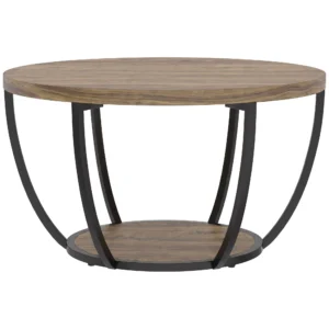 Couchtisch Mit 2 Ebenen, Wohnzimmertisch 80 X 80 X 43,8 Cm, Braun/Schwarz