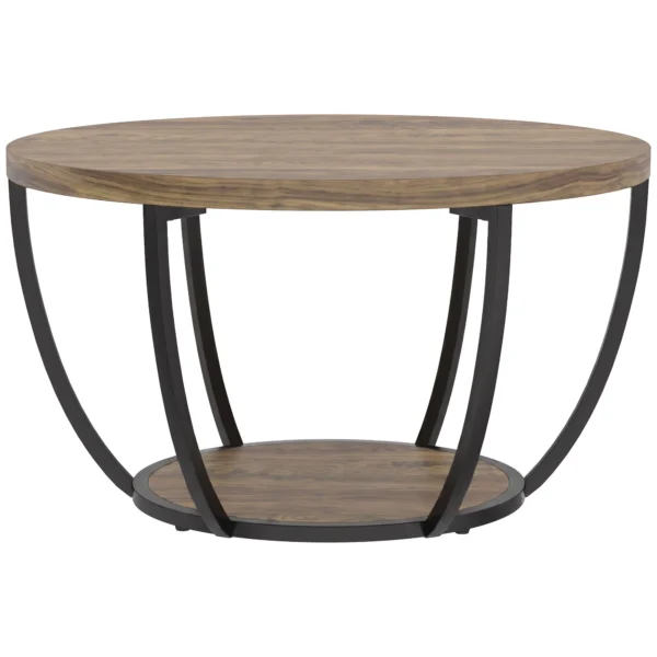Couchtisch Mit 2 Ebenen, Wohnzimmertisch 80 X 80 X 43,8 Cm, Braun/Schwarz
