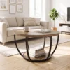 Couchtisch Mit 2 Ebenen, Wohnzimmertisch 80 X 80 X 43,8 Cm, Braun/Schwarz