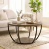Couchtisch Mit 2 Ebenen, Wohnzimmertisch 80 X 80 X 43,8 Cm, Braun/Schwarz