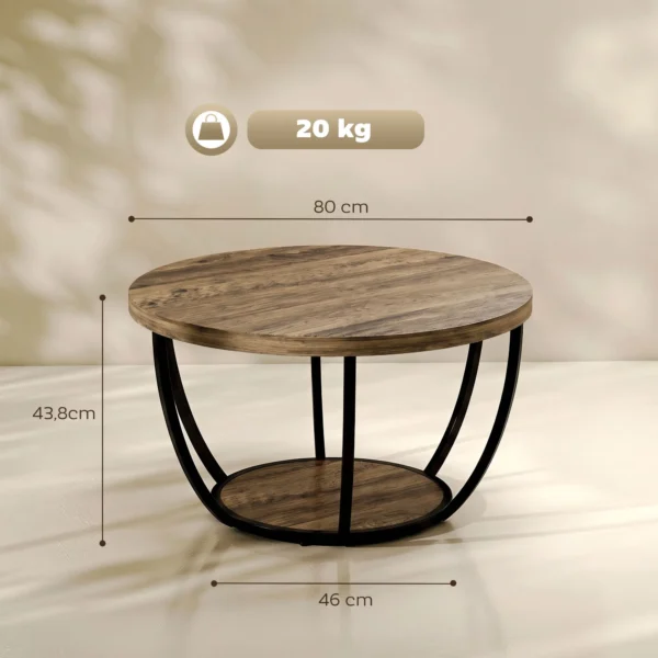 Couchtisch Mit 2 Ebenen, Wohnzimmertisch 80 X 80 X 43,8 Cm, Braun/Schwarz