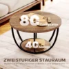 Couchtisch Mit 2 Ebenen, Wohnzimmertisch 80 X 80 X 43,8 Cm, Braun/Schwarz