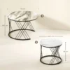 Couchtische Im 2er Set, Marmoroptik, Spanplatte, Metall, Runde Kaffeetische Für Wohnzimmer, Ineinanderstellbar Grau+Weiß