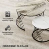 Couchtische Im 2er Set, Marmoroptik, Spanplatte, Metall, Runde Kaffeetische Für Wohnzimmer, Ineinanderstellbar Grau+Weiß