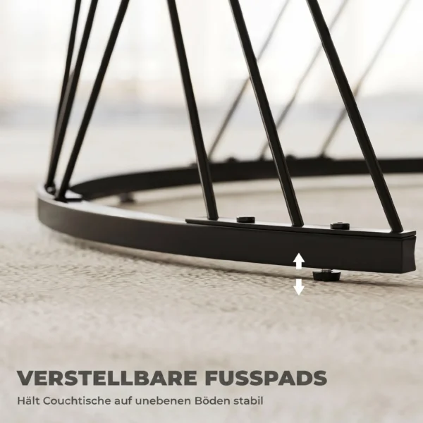 Couchtische Im 2er Set, Marmoroptik, Spanplatte, Metall, Runde Kaffeetische Für Wohnzimmer, Ineinanderstellbar Grau+Weiß