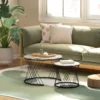 Couchtische Im 2er Set, Marmoroptik, Spanplatte, Metall, Runde Kaffeetische Für Wohnzimmer, Ineinanderstellbar Grau+Weiß