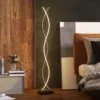 Dimbare LED Staande Lamp Voor Woonkamer Met Voetschakelaar, Dubbele Spiraalvorm Voor Slaapkamer Woonkamer Zwart