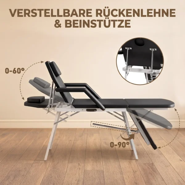 Draagbare Massagetafel, 3 delige Verstelbare Schoonheidssalon Tafel Met Gezichtsuitsparing, Afneembare Hoofdsteun En Armleuningen