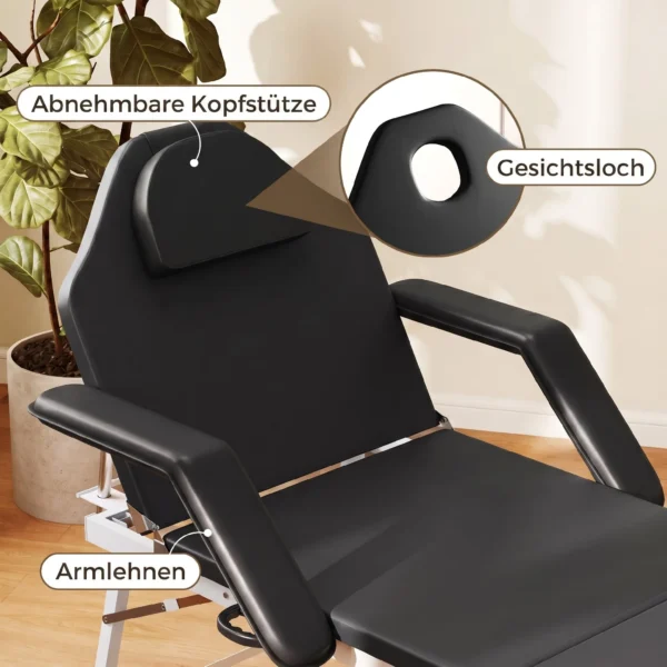Draagbare Massagetafel, 3 delige Verstelbare Schoonheidssalon Tafel Met Gezichtsuitsparing, Afneembare Hoofdsteun En Armleuningen