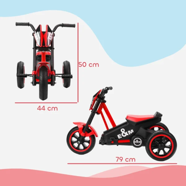 Dreirad, Kinderfahrrad, Laufrad, Kinderrad Mit Pedal, Lauffahrrad Für Kinder 18 36 Monaten, Stahl, 79x44x50 Cm, Rot