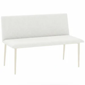 Eetkamerstoel Zonder Armleuningen, Stof In Linnenlook, Keukenstoel Met Rugleuning En Metalen Poten, Voor Woonkamer, Beige