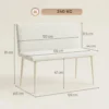 Eetkamerstoel Zonder Armleuningen, Stof In Linnenlook, Keukenstoel Met Rugleuning En Metalen Poten, Voor Woonkamer, Beige
