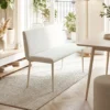 Eetkamerstoel Zonder Armleuningen, Stof In Linnenlook, Keukenstoel Met Rugleuning En Metalen Poten, Voor Woonkamer, Beige