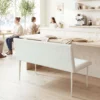 Eetkamerstoel Zonder Armleuningen, Stof In Linnenlook, Keukenstoel Met Rugleuning En Metalen Poten, Voor Woonkamer, Beige
