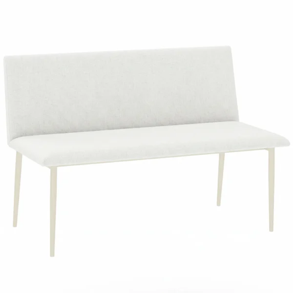 Eetkamerstoel Zonder Armleuningen, Stof In Linnenlook, Keukenstoel Met Rugleuning En Metalen Poten, Voor Woonkamer, Beige
