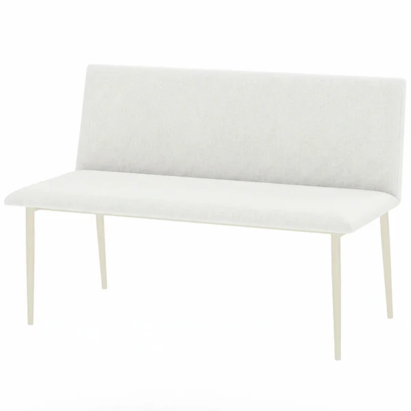 Eetkamerstoel Zonder Armleuningen, Stof In Linnenlook, Keukenstoel Met Rugleuning En Metalen Poten, Voor Woonkamer, Beige