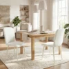 Eetkamerstoelen Set Van 2, Gestoffeerde Keukenstoelen In Linnenlook Met Lichte Poten, Crème