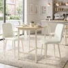 Eetkamerstoelen Set Van 2, Gestoffeerde Keukenstoelen In Linnenlook Met Lichte Poten, Crème