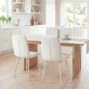 Eetkamerstoelen Set Van 2, Gestoffeerde Keukenstoelen In Linnenlook Met Lichte Poten, Crème