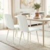 Eetkamerstoelen Set Van 2, Gestoffeerde Keukenstoelen In Linnenlook Met Lichte Poten, Crème