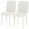 Eetkamerstoelen Set Van 2, Gestoffeerde Keukenstoelen In Linnenlook Met Lichte Poten, Crème