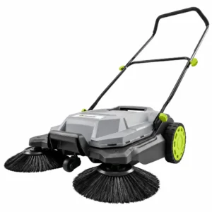 Ehrmaschine Manuell Mit 68 Cm Kehrbreite, 24 L Schmutzbehälter, Höhenverstellbar Klappbar Griff 3 Bürsten Kehrsystem