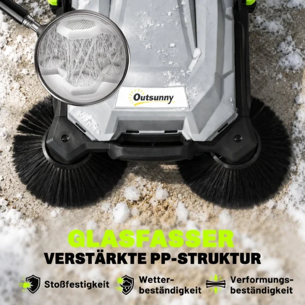 Ehrmaschine Manuell Mit 68 Cm Kehrbreite, 24 L Schmutzbehälter, Höhenverstellbar Klappbar Griff 3 Bürsten Kehrsystem