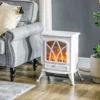 Elektrische Kachel Met 1000/2000 W, Decoratieve Elektrische Open Haard Met LED Vlam Effect, Wit