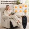 Elektrische Sta op Stoel Met Massage & Warmte, Relaxstoel Van Chenille Met Hoogdicht Schuim En Dikke Rugleuning, Crèmewit