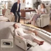 Elektrische Sta op Stoel Met Massage & Warmte, Relaxstoel Van Chenille Met Hoogdicht Schuim En Dikke Rugleuning, Crèmewit