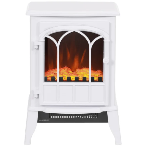Elektrische Staande Haard 1000/2000 W, Decoratieve Haard Met LED vlam Effect, Wit