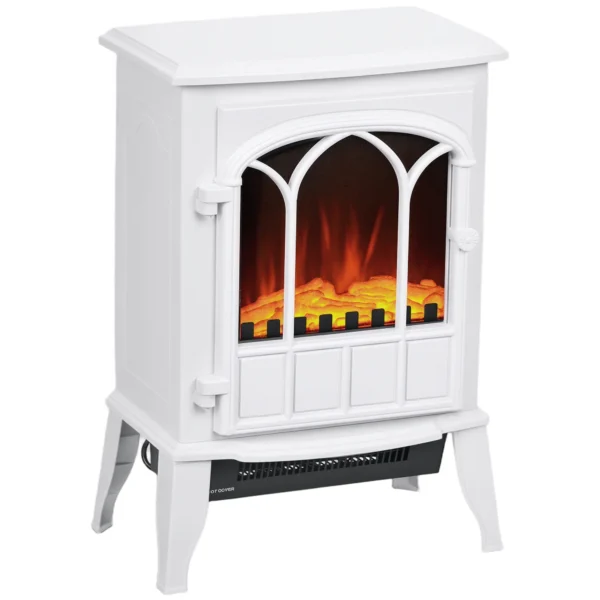 Elektrische Staande Haard 1000/2000 W, Decoratieve Haard Met LED vlam Effect, Wit