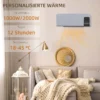 Elektro Heizung, Wandmontage, Schwingfunktion, 2 Modi, Timer, LED Anzeige, Grau
