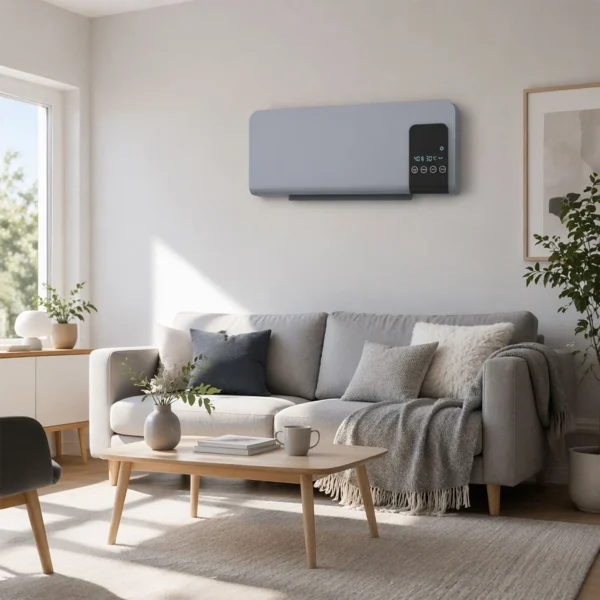 Elektro Heizung, Wandmontage, Schwingfunktion, 2 Modi, Timer, LED Anzeige, Grau