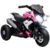 Elektro Kindermotorrad, Lichter & Geräusche, 3 Km/h, Wiederaufladbar, Kunststoff & Metall, Rosa/Weiß