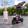 Elektro Kindermotorrad, Lichter & Geräusche, 3 Km/h, Wiederaufladbar, Kunststoff & Metall, Rosa/Weiß
