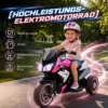 Elektro Kindermotorrad, Lichter & Geräusche, 3 Km/h, Wiederaufladbar, Kunststoff & Metall, Rosa/Weiß