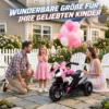 Elektro Kindermotorrad, Lichter & Geräusche, 3 Km/h, Wiederaufladbar, Kunststoff & Metall, Rosa/Weiß