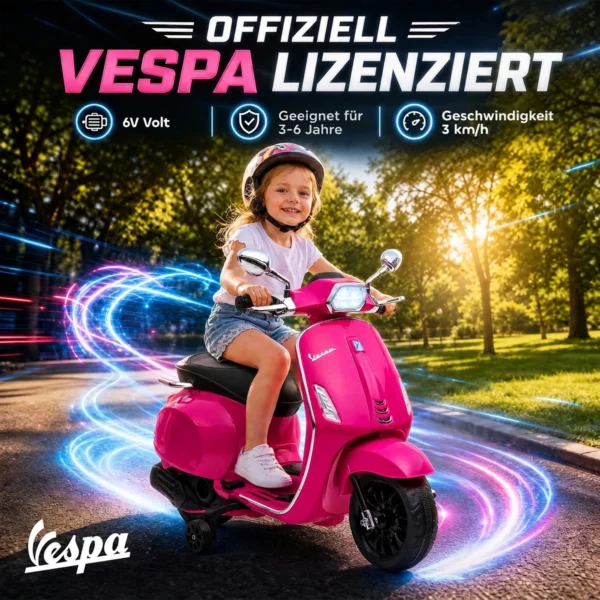 Elektro Kindermotorrad, Vespa, 3 Km/h, 3 6 Jahre, Musik, Licht & Radio, Rosa