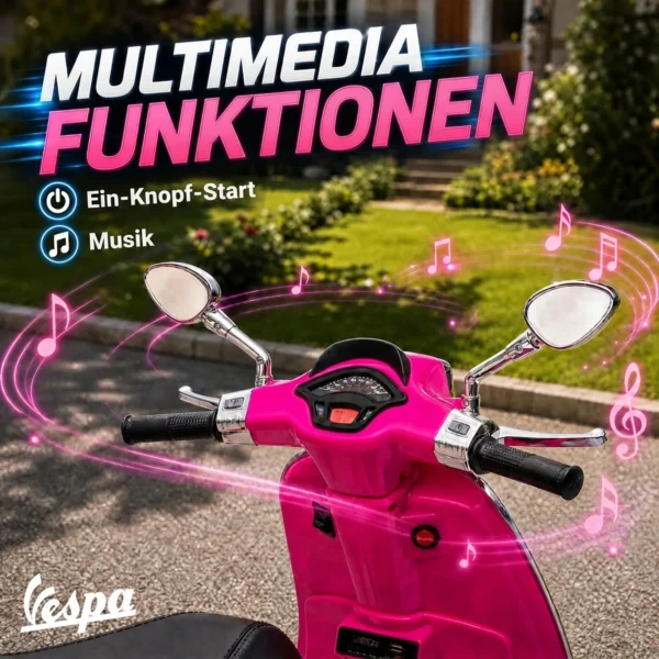 Elektro Kindermotorrad, Vespa, 3 Km/h, 3 6 Jahre, Musik, Licht & Radio, Rosa