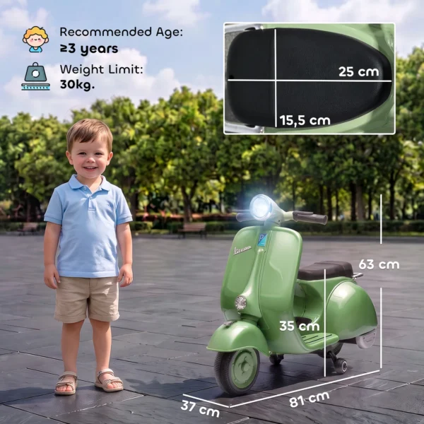Elektro Motorrad Kinder 6 V Elektromotorrad Mit Stützrädern, Lithium Akku, Softstart, Musik, USB Scheinwerfer Hupe