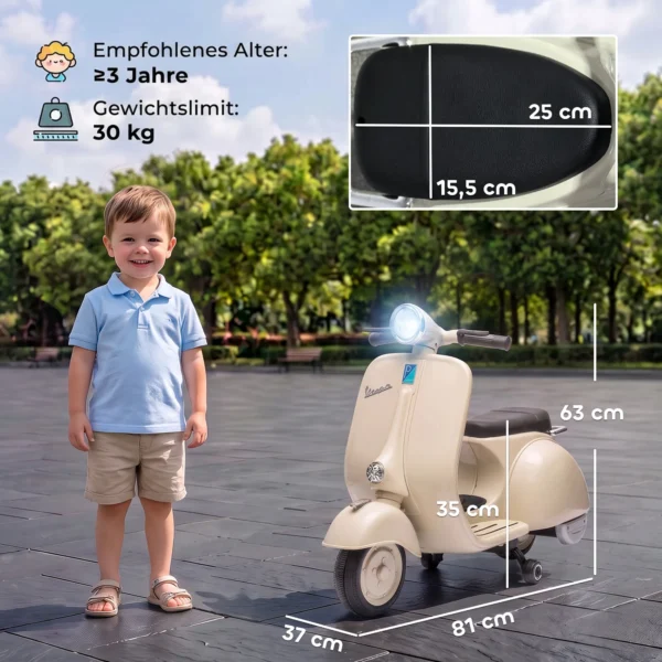 Elektro Motorrad Kinder 6 V Elektromotorrad Mit Stützrädern, Lithium Akku, Softstart, Musik, USB Scheinwerfer Hupe