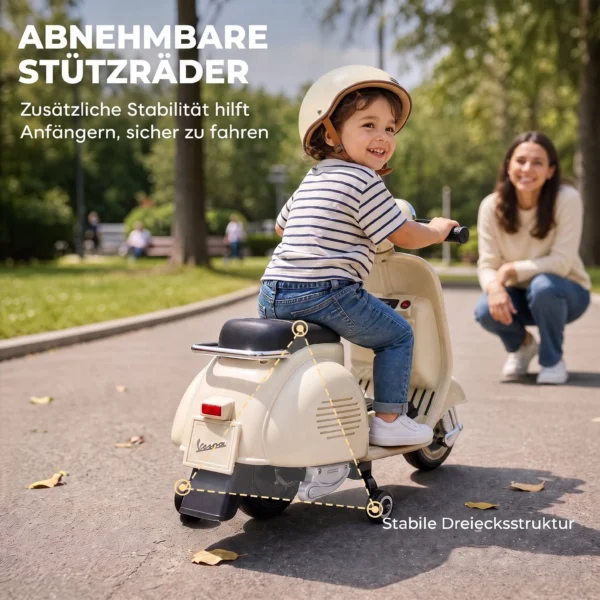 Elektro Motorrad Kinder 6 V Elektromotorrad Mit Stützrädern, Lithium Akku, Softstart, Musik, USB Scheinwerfer Hupe