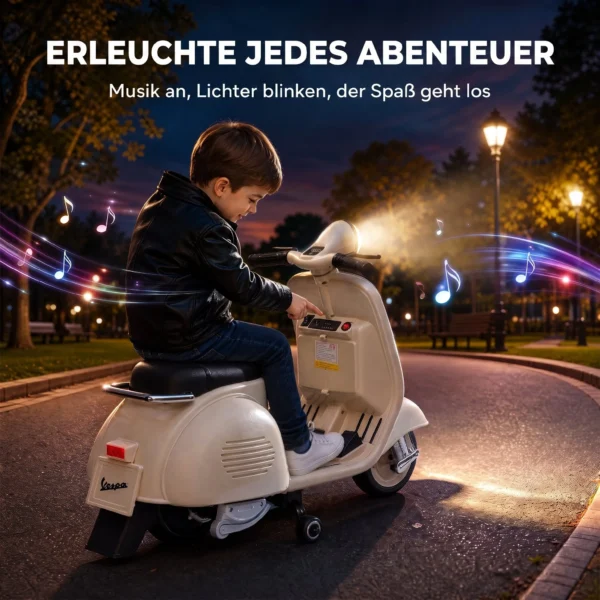 Elektro Motorrad Kinder 6 V Elektromotorrad Mit Stützrädern, Lithium Akku, Softstart, Musik, USB Scheinwerfer Hupe
